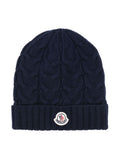 Gorro en tejido de ochos con parche del logo MONCLER