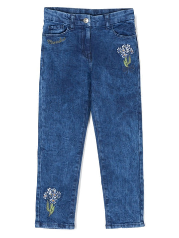 Straight jeans with embroidered logo MONNALISA