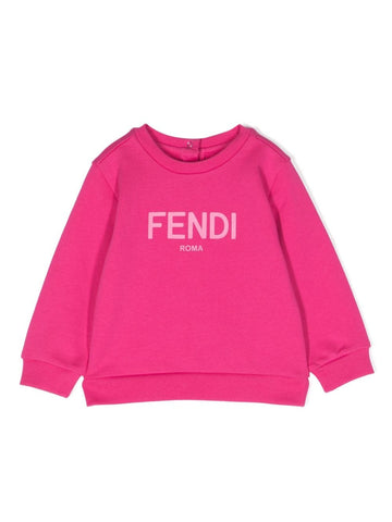 سويت شيرت باللون الفوشيا مع شعار Fendi Kids المطبوع
