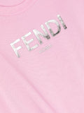 تي شيرت وردي مع شعار Fendi Kids