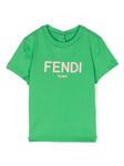 Camiseta color verde con logo estampado Fendi Kids