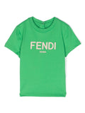 Green T-shirt with logo print Fendi Kids