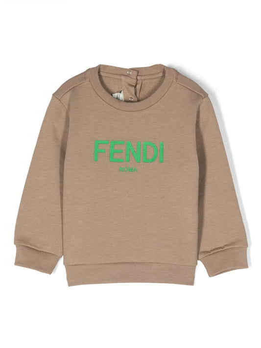 Sudadera marrón con logo estampado Fendi Kids para bebe niño