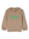 Brown sweatshirt with logo print Fendi Kids