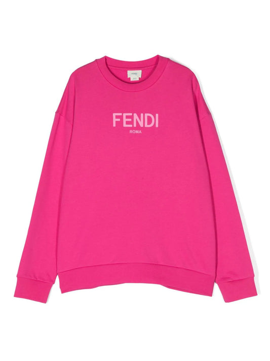 Sudadera fucsia con logo estampado Fendi Kids para niña