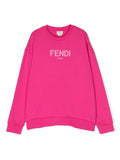 Sudadera color rosa fucsia con logo estampado Fendi Kids