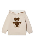 Sudadera color beige con capucha y motivo de oso Fendi Kids