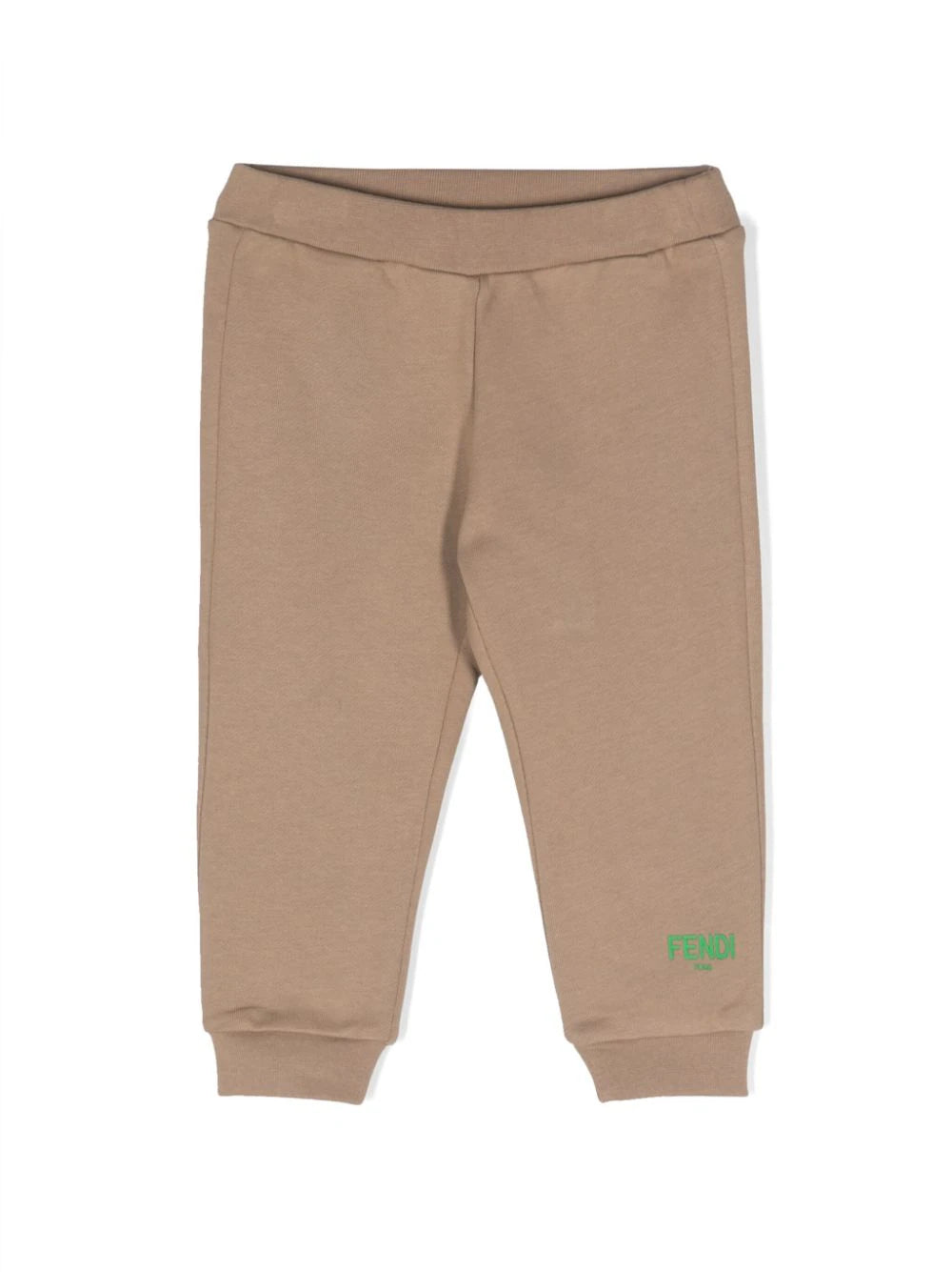 Pantalón para bebé niño de chándal beige con logo estampado Fendi