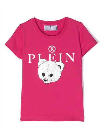 ملابس للبنات - تي شيرت فوشيا مع رسم الدب فيليب بلين