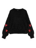 Girl's clothing - Black sweater with embroidered heart TWINSET