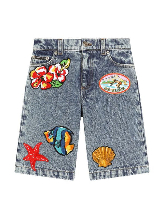 Bermudas vaqueras con parche del logo Dolce&Gabbana para niño
