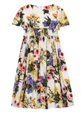 FLORAL motif dress with sleeves Flower Power by Dolce & Gabbana.