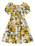 FLORAL motif dress with sleeves Flower Power by Dolce & Gabbana.