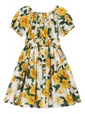 FLORAL motif dress with sleeves Flower Power by Dolce & Gabbana.