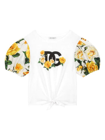 T-shirt with printed logo and floral motif from the Dolce&Gabbana brand