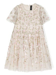 Vestido crudo bordado floral de la marca NEEDLE & THREAD KIDS
