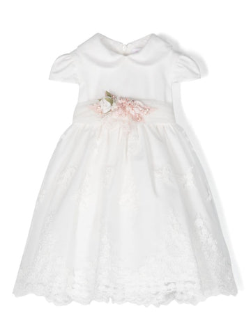 Vestido de ceremonia 381 blanco con encaje  para niña de la marca MIMILÚ