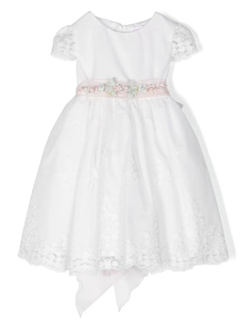 Vestido de ceremonia 391 blanco con encaje  para niña de la marca MIMILÚ