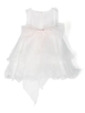 364 white embroidery and pink flowers ceremony dress for girl by MIMILÚ brand.