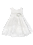 MIMILÚ girl's dress 368 with white embroidery and aqua green flower