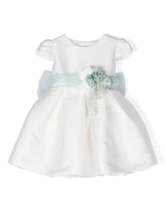 Vestido de ceremonia 315 blanco con flor azul para niña de la marca MIMILÚ