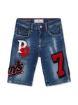 Pantalon corto tejano con logo Philipp Plein