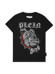 Camiseta negra estampado con buldog de cristales de la marca Philipp Plein