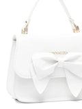 Bolso blanco con lazo para niña con logo de la marca MONNALISA