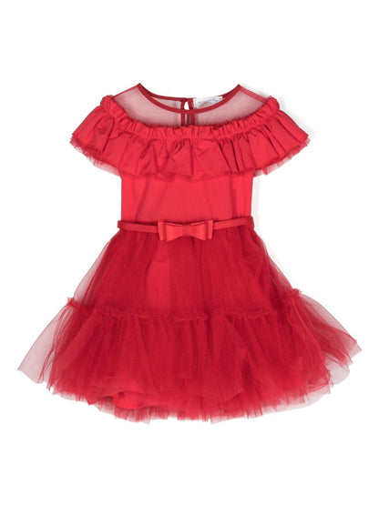 Vestido ROJO vestido a capas con cinturónl de la marca MONNALISA