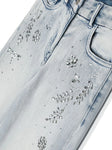 Wide jeans with crystal appliques for girls fro the MONNALISA brand