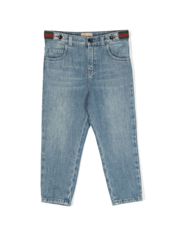 straight jeans with tribanda Web of the brand Gucci kids