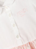 White dress for baby with FF FENDI logo motif