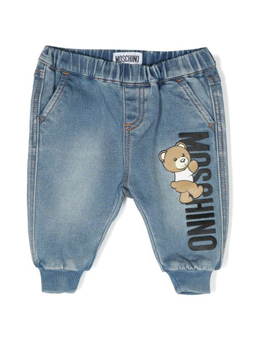Jeans with Teddy Bear with elastic waist from the Moschino kids brand