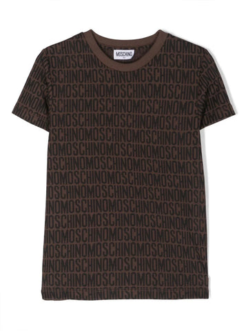 Childrenswear - brown t-shirt with monogram MOSCHINO