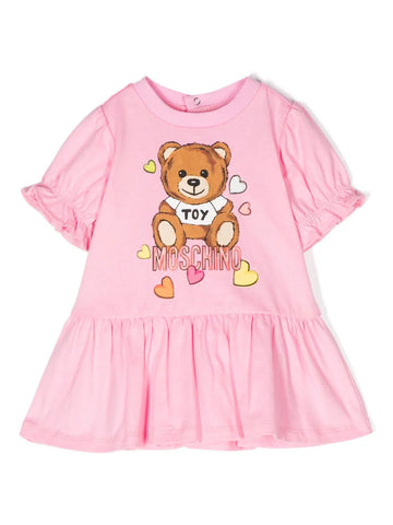 Childrenswear - pink Teddy Bear motif dress MOSCHINO