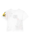 T-shirt with floral print and embroidered logo from the brand Dolce&Gabbana