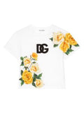 Camiseta con estampado floral y logo bordado de la marca Dolce&Gabbana