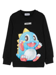Childrenswear - black sweatshirt with dinosaur print by MOSCHINO