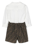 Set of the shirt and shorts with logo trim FF FENDI