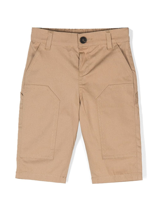 Pantalón de algodón beige para bebé niño con logo FF de la marca Fendi