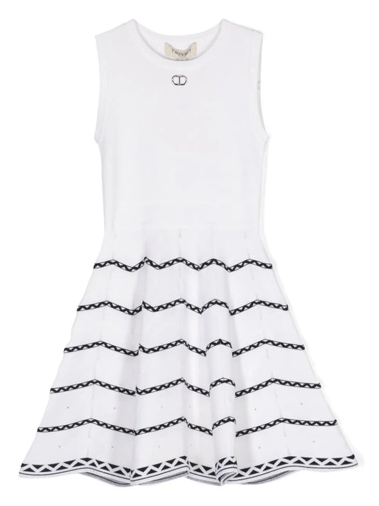 Woven dress with geometric motif for girls by the brand TWINSET