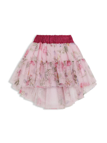Ropa para niños -  falda tutú rosa con estampado floral MONNALISA