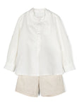 Set 591501 BEIGE para niño de pantalón corto y camisa blanca de la marca AMAYA