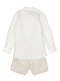 Set 591501 BEIGE para niño de pantalón corto y camisa blanca de la marca AMAYA