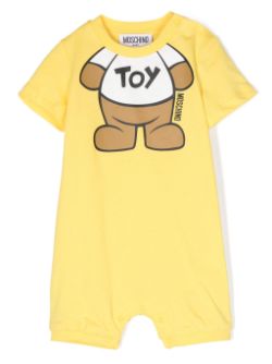 Gift Box yellow romper with Teddy Bear print for baby Moschino