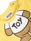 Gift Box pelele amarillo con estampado Teddy Bear para bebé MOSCHINO