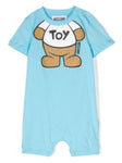 Gift Box blue romper with Teddy Bear print for baby Moschino