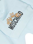 Light blue romper for baby by the Moschino brand