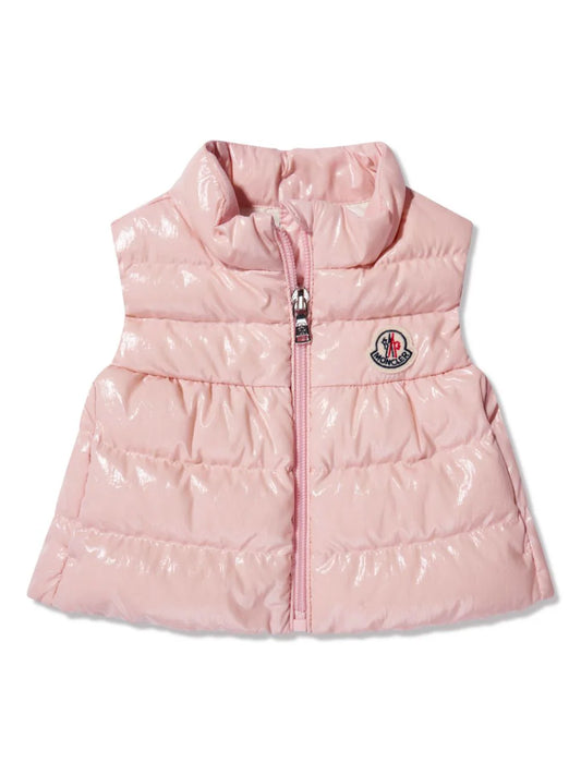 Chaleco Hiva rosa acolchado con logo MONCLER para niña