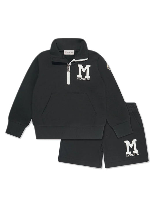 Conjunto deportivo negro con logo estampado MONCLER para niño